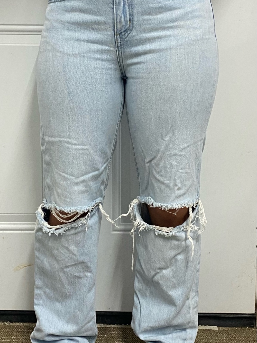 Levi's Light Blue Straight Leg Ripped Knee Jeans